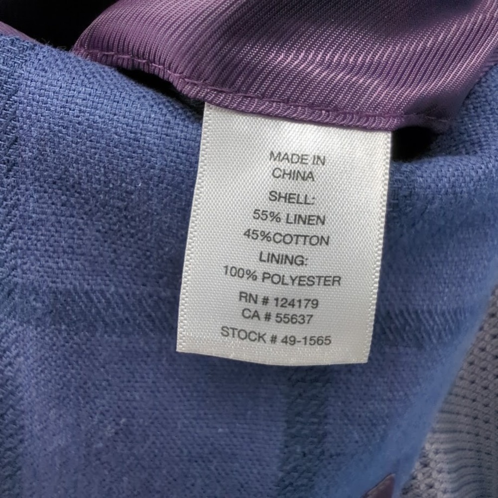 Johnston & Murphy Linen Blend Sport Coat Blazer Blue Windowpane Men's Medium - Picture 4 of 15